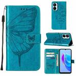 For Tecno Spark 9 Pro/Spark 9T Embossed Butterfly Flip Leather Phone Case(Blue)