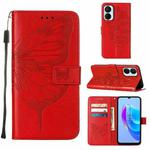 For Tecno Spark 9 Pro/Spark 9T Embossed Butterfly Flip Leather Phone Case(Red)