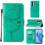 For Tecno Spark 9 Pro/Spark 9T Embossed Butterfly Flip Leather Phone Case(Green)