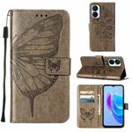 For Tecno Spark 9 Pro/Spark 9T Embossed Butterfly Flip Leather Phone Case(Grey)