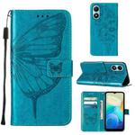 For vivo Y02S Embossed Butterfly Flip Leather Phone Case(Blue)