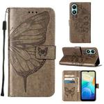 For vivo Y02S Embossed Butterfly Flip Leather Phone Case(Grey)