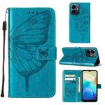For vivo Y77 5G Global Embossed Butterfly Flip Leather Phone Case(Blue)