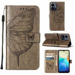 For vivo Y77 5G Global Embossed Butterfly Flip Leather Phone Case(Grey)