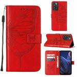 For ZTE Blade A72 5G Embossed Butterfly Flip Leather Phone Case(Red)