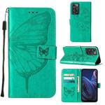 For ZTE Blade A72 5G Embossed Butterfly Flip Leather Phone Case(Green)