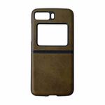 For Motorola Moto Razr 2022 Two-color Cowhide Texture Top-grain Leather Phone Case(Green)