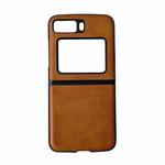 For Motorola Moto Razr 2022 Two-color Cowhide Texture Top-grain Leather Phone Case(Brown)