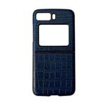 For Motorola Moto Razr 2022 Crocodile Texture Genuine Leather Phone Case(Blue)