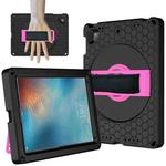 EVA + PC Tablet Case with Shoulder Strap For iPad Air / Air 2 / 9.7 2017 / 9.7 2018(Black + Rose Red)