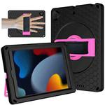 EVA + PC Tablet Case with Shoulder Strap For iPad 10.2 2022 / 2021 / 2020 / 2019 / 10.5(Black + Rose Red)