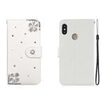 For Xiaomi Redmi Note 5 Horizontal Flip Solid Color Rhinestones Leather Case with Card Slot & Wallet & Holder(Diagonal Flower)