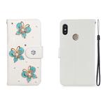 For Xiaomi Redmi Note 5 Horizontal Flip Solid Color Rhinestones Leather Case with Card Slot & Wallet & Holder(Three Butterflies)