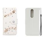 For Nokia 5.1 Horizontal Flip Solid Color Rhinestones Leather Case with Card Slot & Wallet & Holder(Top Five Flowers)