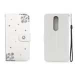 For Nokia 5.1 Horizontal Flip Solid Color Rhinestones Leather Case with Card Slot & Wallet & Holder(Diagonal Flower)