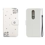 For Nokia 7.1 Horizontal Flip Solid Color Rhinestones Leather Case with Card Slot & Wallet & Holder(Diagonal Flower)