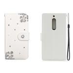 For Nokia 5 Horizontal Flip Solid Color Rhinestones Leather Case with Card Slot & Wallet & Holder(Diagonal Flower)