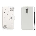 For Nokia 6 Horizontal Flip Solid Color Rhinestones Leather Case with Card Slot & Wallet & Holder(Diagonal Flower)