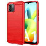 For Xiaomi Redmi A1 Brushed Texture Carbon Fiber TPU Phone Case(Red)