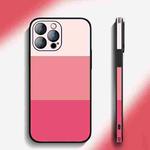 For iPhone 14 Pro Max Tricolor Gradient Lambskin Phone Case(Pink)