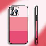 For iPhone 13 Tricolor Gradient Lambskin Phone Case(Pink)