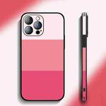 For iPhone 12 Pro Tricolor Gradient Lambskin Phone Case(Pink)