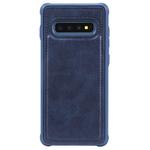 For Galaxy S10+ Magnetic Shockproof PC + TPU + PU Leather Protective Case(Blue)