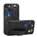For iPhone 14 Suteni 215 Wrist Strap PU Phone Case(Black)