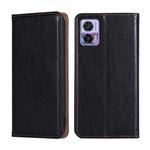 For Motorola Edge 30 Neo Gloss Oil Solid Color Magnetic Leather Phone Case(Black)