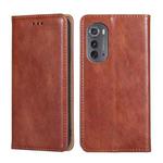For Motorola Edge 2022 Gloss Oil Solid Color Magnetic Leather Phone Case(Brown)