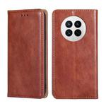 For Huawei Mate 50 Gloss Oil Solid Color Magnetic Leather Phone Case(Brown)