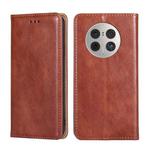 For Huawei Mate 50 Pro Gloss Oil Solid Color Magnetic Leather Phone Case(Brown)