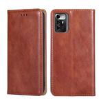 For ZTE Blade A72 5G Gloss Oil Solid Color Magnetic Leather Phone Case(Brown)