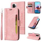 For Xiaomi Redmi Note 10 4G Indian BETOPNICE Dual-side Buckle Leather Phone Case(Pink)