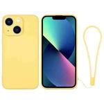 For iPhone 13 mini Silicone Phone Case with Wrist Strap(Yellow)