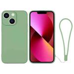 For iPhone 13 Silicone Phone Case with Wrist Strap(Matcha Green)
