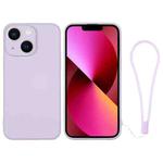 For iPhone 13 Silicone Phone Case with Wrist Strap(Light Purple)