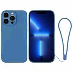 For iPhone 13 Pro Silicone Phone Case with Wrist Strap(Blue)