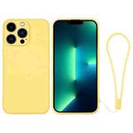 For iPhone 13 Pro Max Silicone Phone Case with Wrist Strap(Yellow)