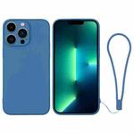 For iPhone 13 Pro Max Silicone Phone Case with Wrist Strap(Blue)