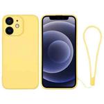 For iPhone 12 mini Silicone Phone Case with Wrist Strap(Yellow)
