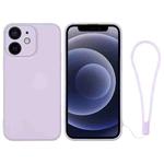 For iPhone 12 mini Silicone Phone Case with Wrist Strap(Light Purple)