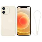 For iPhone 12 Silicone Phone Case with Wrist Strap(White)