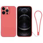 For iPhone 12 Pro Silicone Phone Case with Wrist Strap(Orange Red)