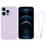 For iPhone 12 Pro Max Silicone Phone Case with Wrist Strap(Light Purple)