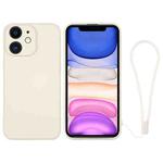 For iPhone 11 Silicone Phone Case with Wrist Strap(White)