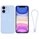 For iPhone 11 Silicone Phone Case with Wrist Strap(Light Blue)