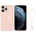 For iPhone 11 Pro Silicone Phone Case with Wrist Strap(Pink)
