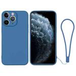 For iPhone 11 Pro Silicone Phone Case with Wrist Strap(Blue)