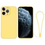 For iPhone 11 Pro Max Silicone Phone Case with Wrist Strap(Yellow)